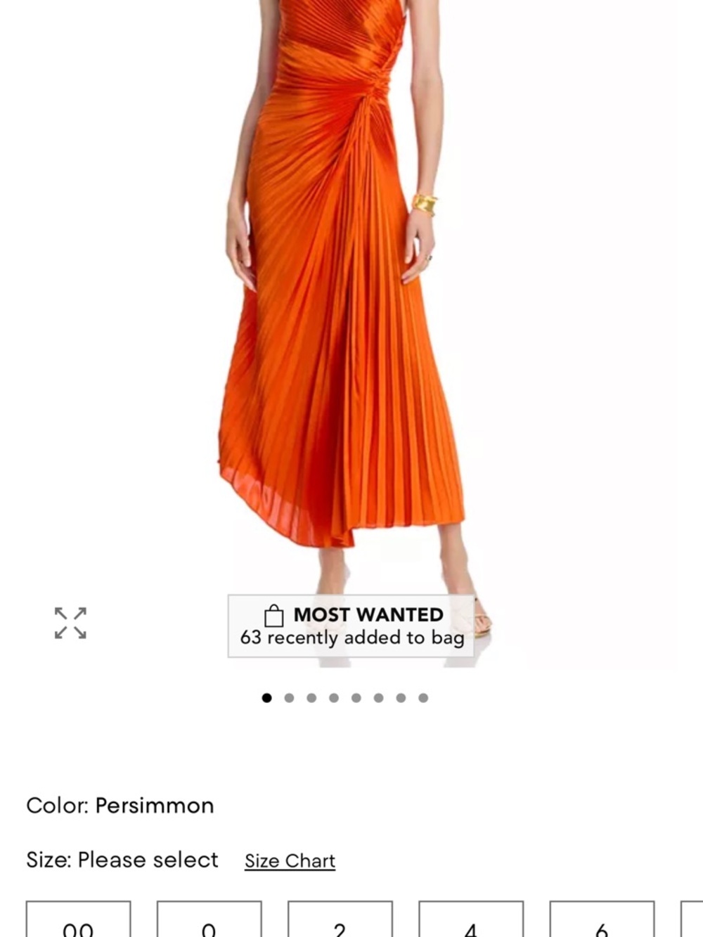 A.L.C. Persimmon Asymmetrical Pleated Midi Dress